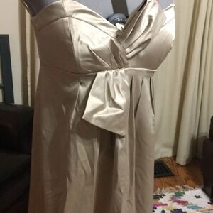 Gold Satin Cocktail Dress w/ Sweetheart Neckline